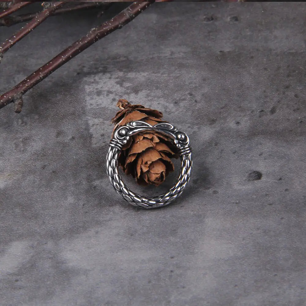 Men's Two Entwined Ravens Viking Ring Norse Mythology