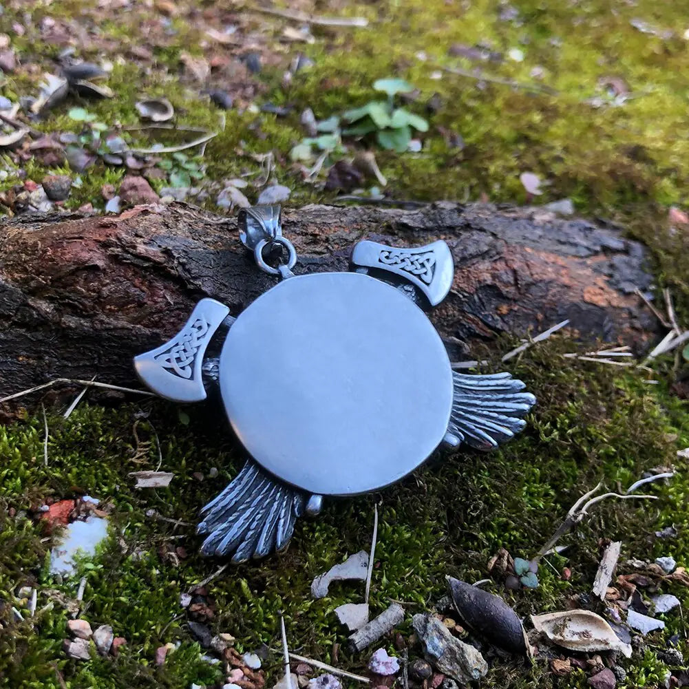 Odin Viking Raven Axe Necklace