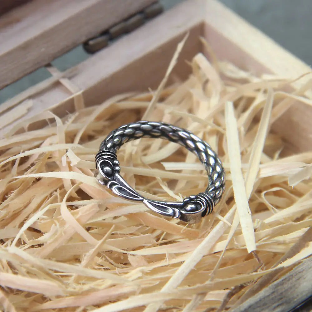 Men's Two Entwined Ravens Viking Ring Norse Mythology